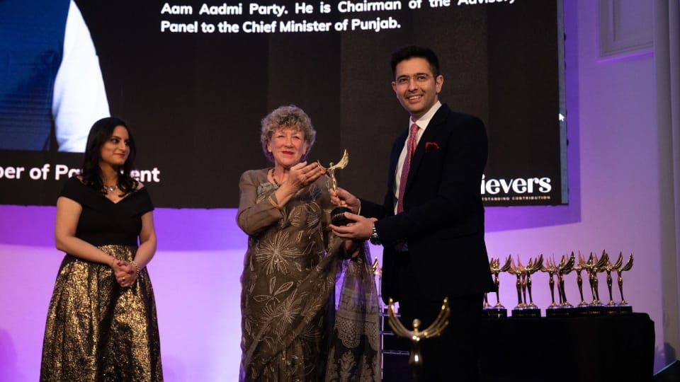 Rajya Sabha MP Raghav Chadha conferred with India UK Outstanding Achiever award at London