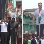 लाल चौक पर झंडा फहराते राहुल गांधी