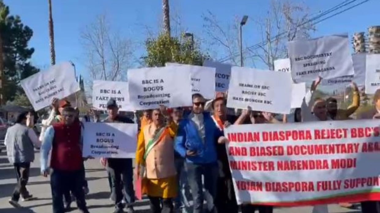 US: Indian diaspora holds protest in California against BBC documentary on PM Modi