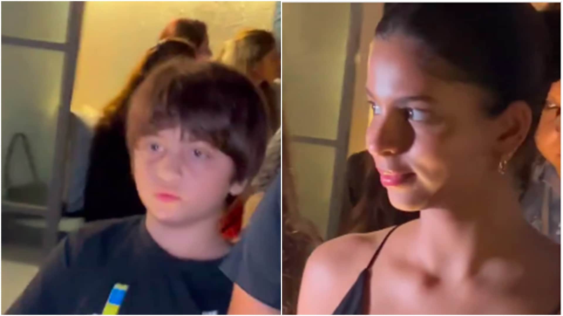 Pathaan actor shahrukh khan daughter suhana khan spotted in black dress with abram khan at cafe