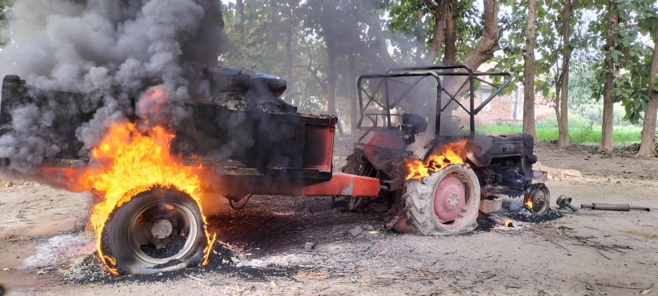 Tragic death of 9-year-old girl student after being hit by a tractor on her way to school set tractor on fire
