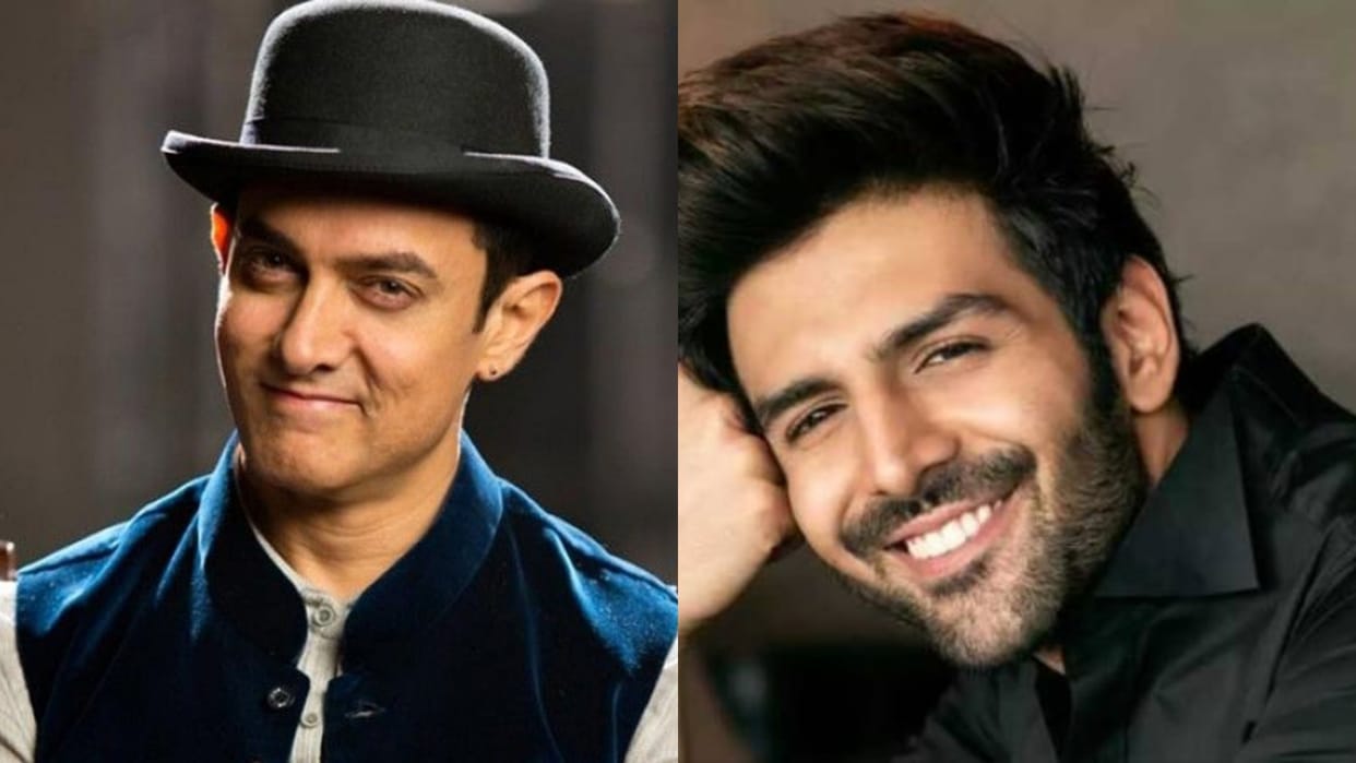 Aamir Khan Kartik Aaryan Dance Video Viral Actor sing Song of film Raja Hindustani Aye ho meri Zindagi me