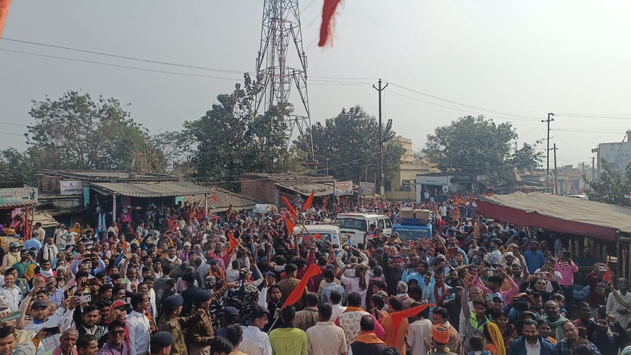 DEVSHILA Shaligram Yatra to Ayodhya is approaching Gopalganj in Bihar amidst the echo of Jai Siyaram