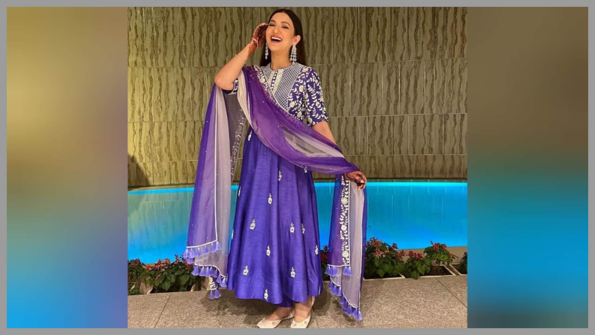 Fashion : gauahar Khan shared photos in designer Anarkali suit