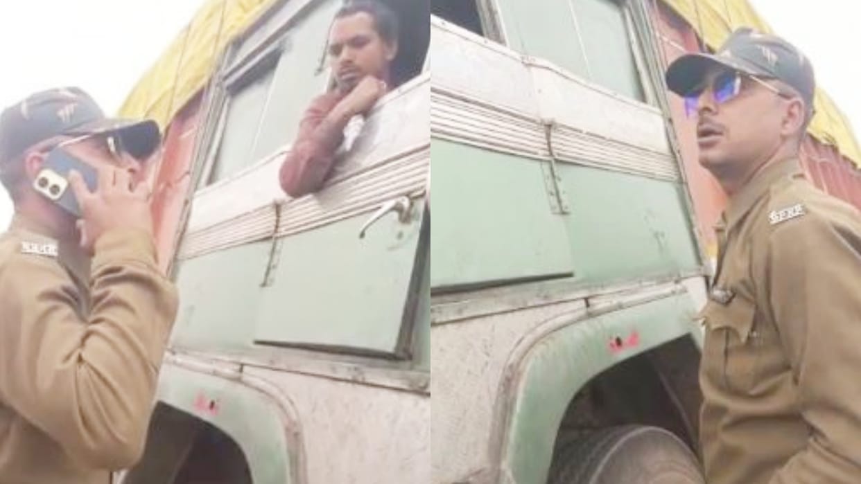Shahdol Video of fake uniformed person doing illegal extortion on the highway goes viral