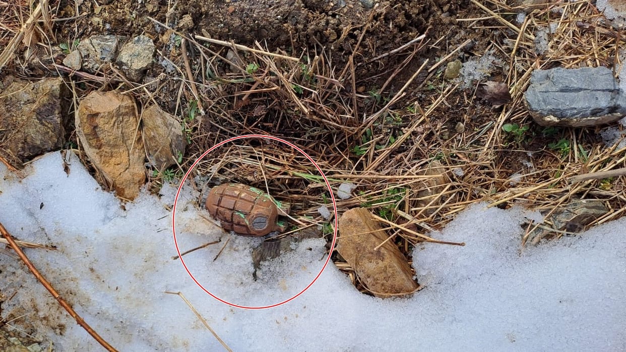 Old hand grenade found in Surankote Poonch security forces blasted and destroyed it