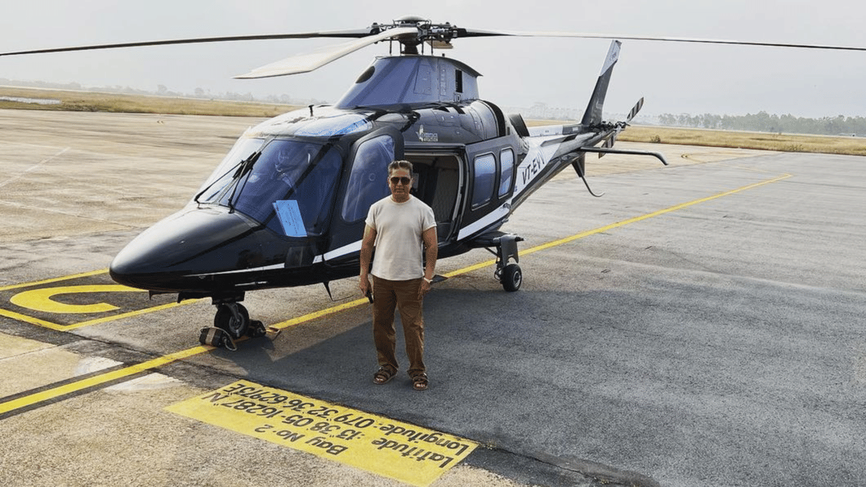 Kamal Haasan travel daily through helicopter for his film Indian 2 shooting spot see users reaction