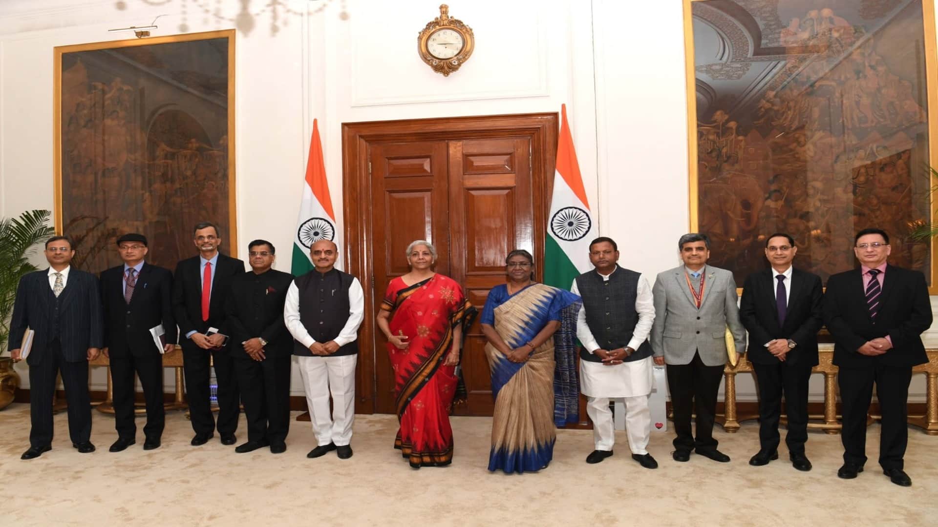 Union Budget 2023 Finance Minister Nirmala Sitharaman wear Bright Red Handloom Saree See Photos