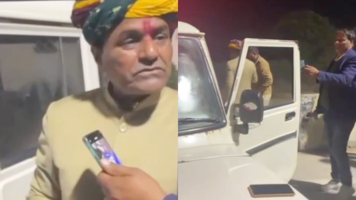 Rajasthan Congress MLA Rajendra Bidhuri caught transport squad doing illegal extortion in Chittorgarh