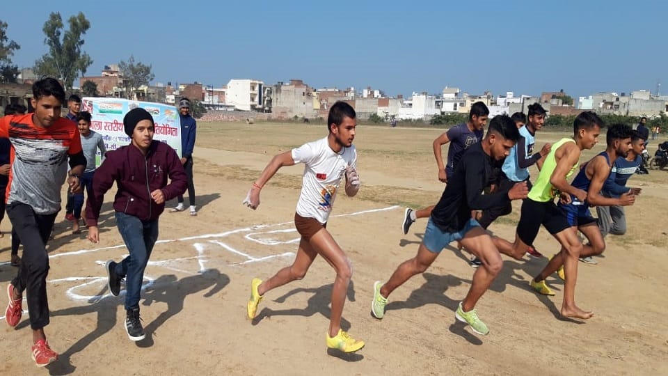 District sports competition started Akash in race and Ajit won in long jump