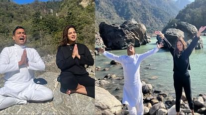 Rishikesh News: Former Miss Universe Harnaaz Kaur Sandhu Doing Yoga and Meditation near ganga