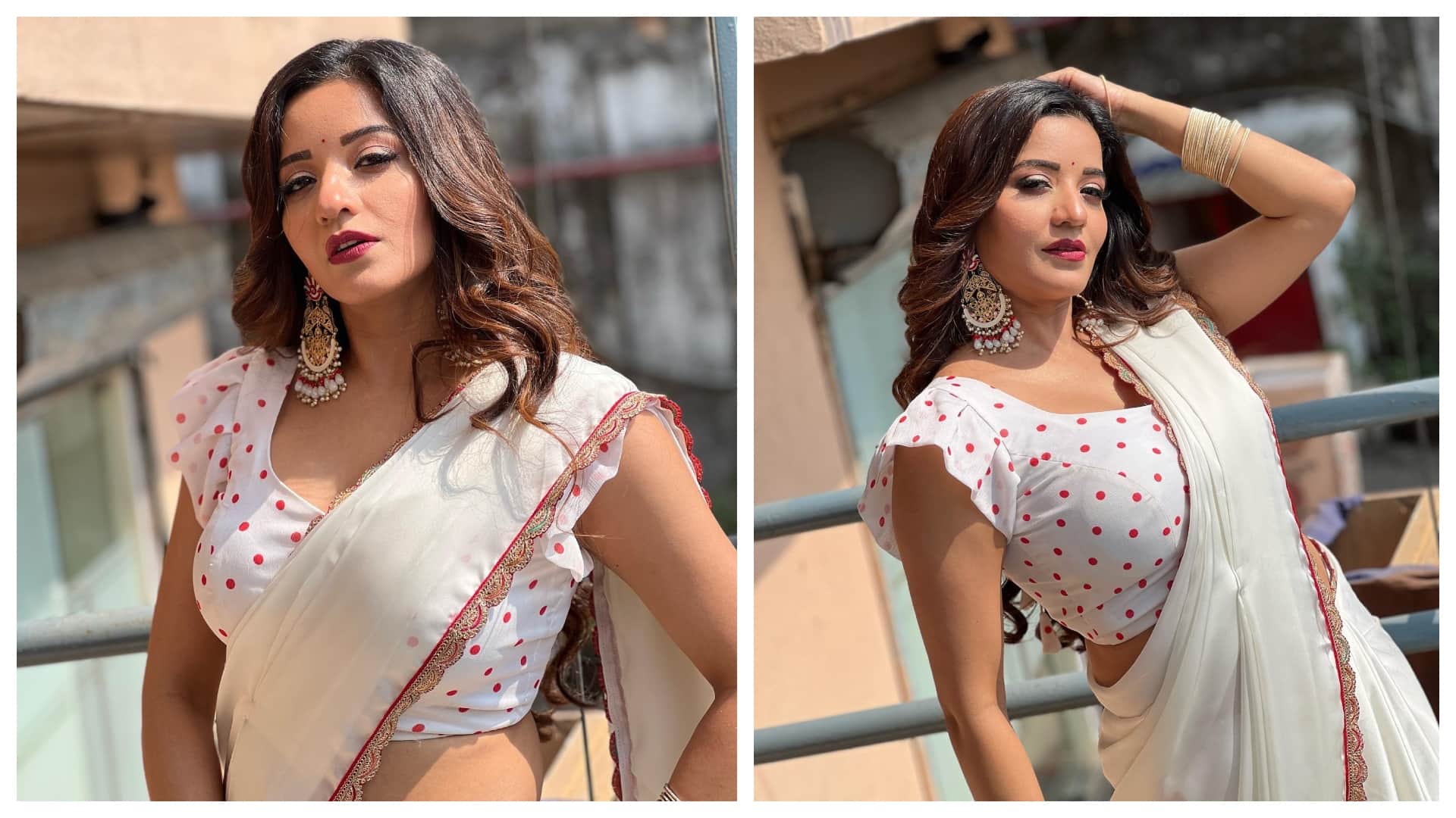 Fashion Bhojpuri Actress Monalisa Western And Traditional Saree Looks See Photos News In Hindi