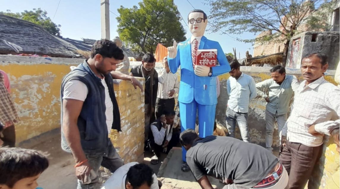 Ambedkar statue damaged by mischievous elements in Kanpur Dehat