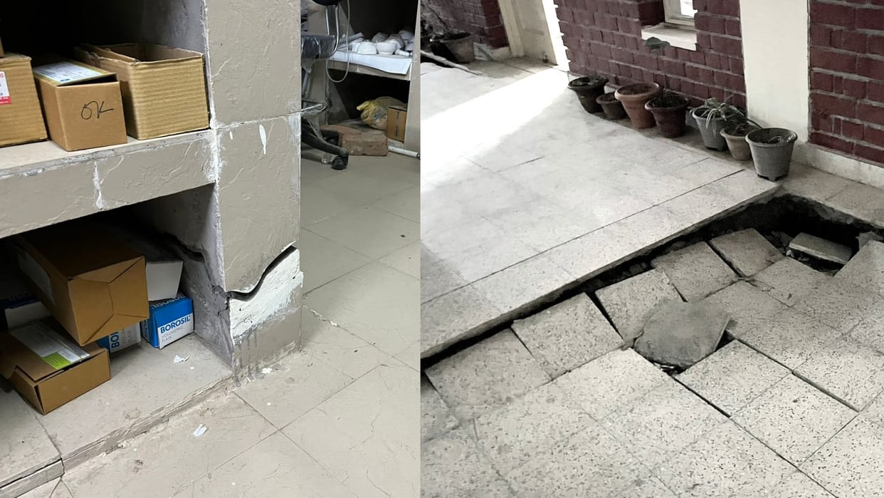 himachal kangra news: land sinking and cracks in Shahpur college building