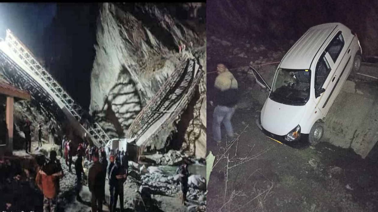 Bailey bridge collapsed on Chamba-Holi road, vehicles fell in nala