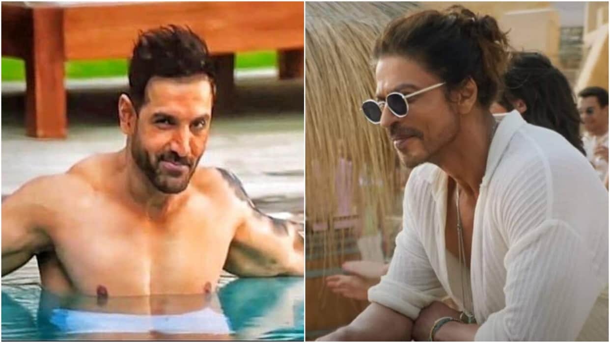 Pathaan shah rukh khan and john Abraham romantic video on brahmastra kesariya song is going viral on internet