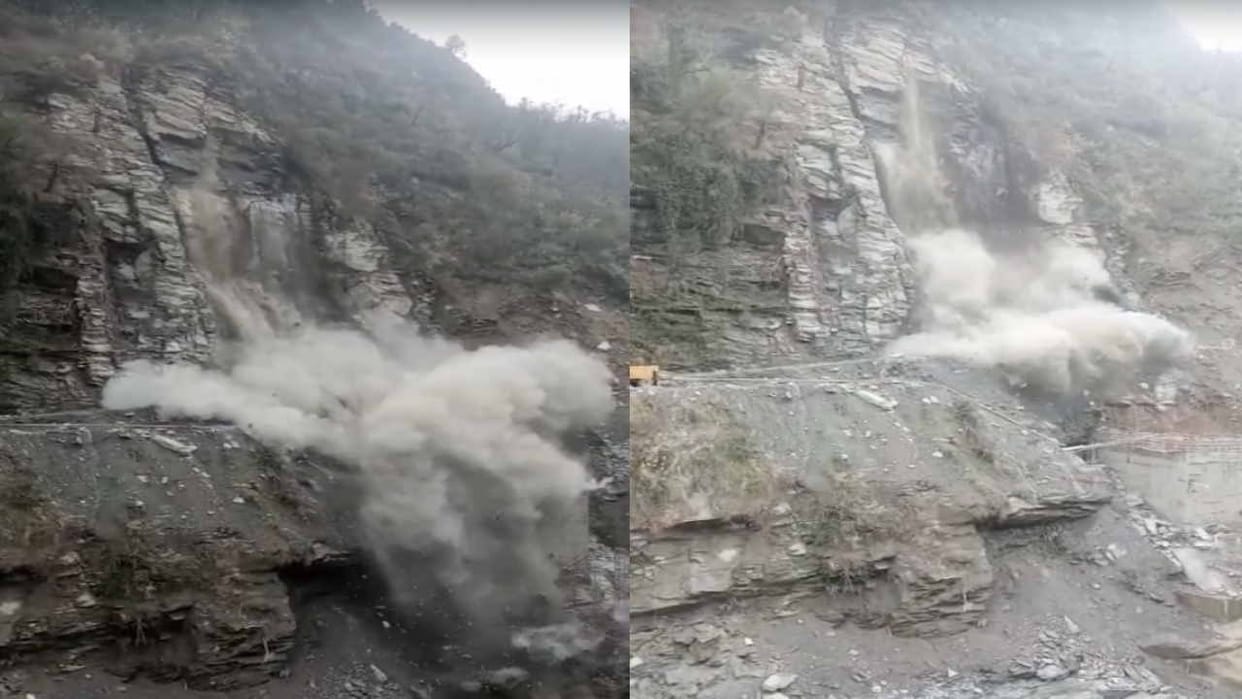 landslide on Chamba Tisa Chanju road, movement of vehicles affected