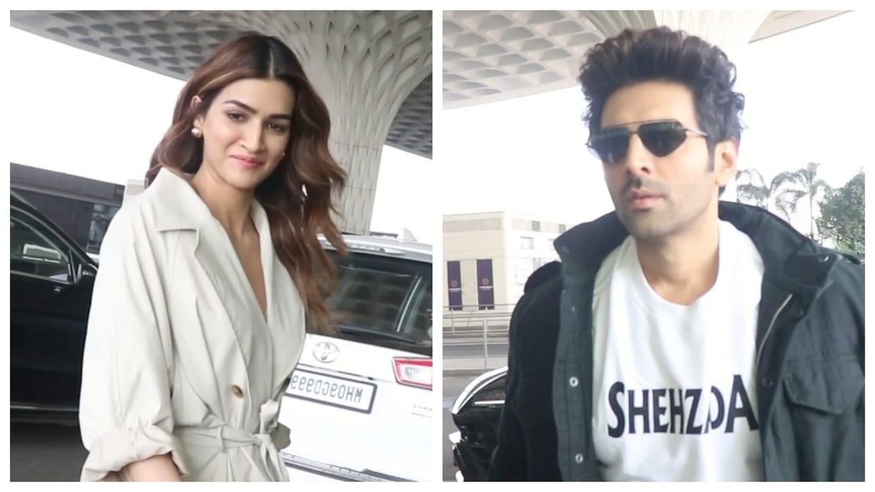 Kartik Aryan Kriti Sanon flying to Agra for Shehzada Promotion They will attend Amar Ujala Event