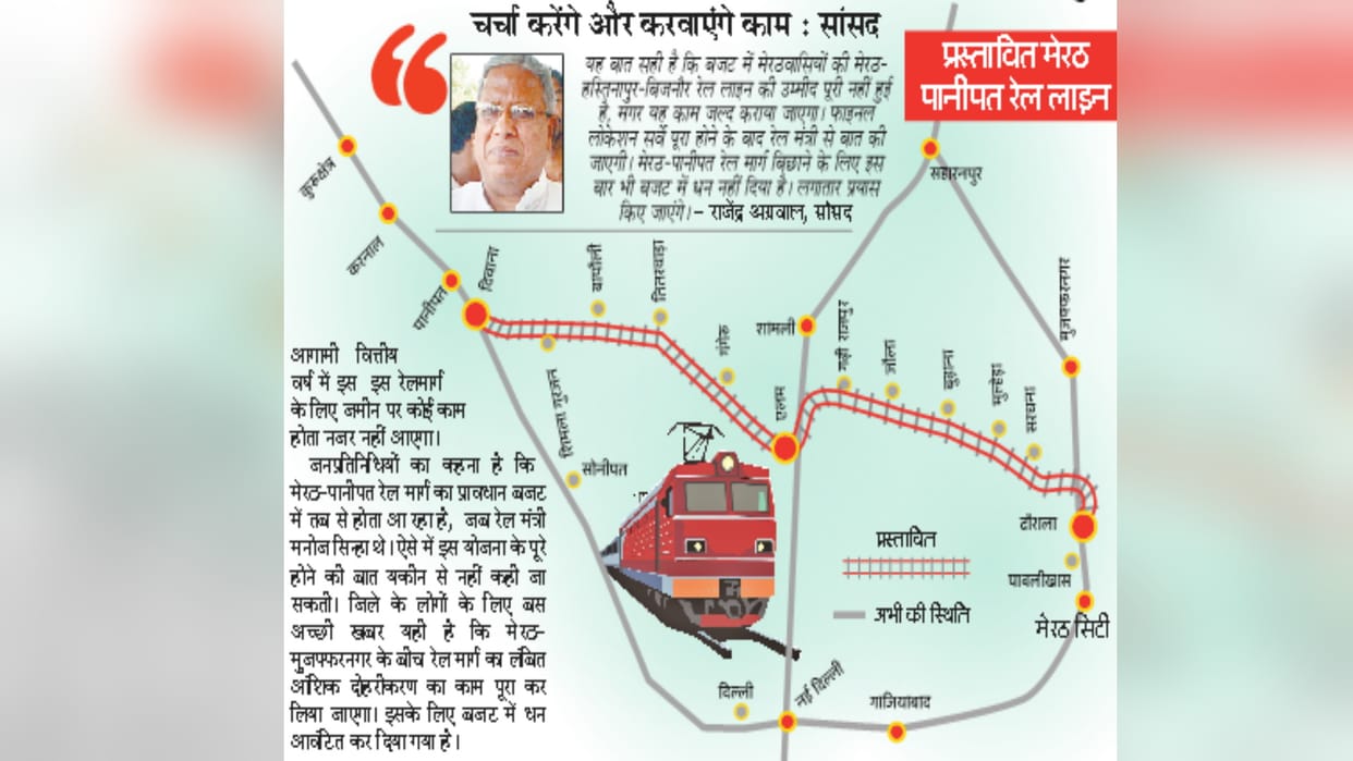 Meerut: funds not received for Panipat and Hastinapur, Meerut-Muzaffarnagar partial doubling cleared