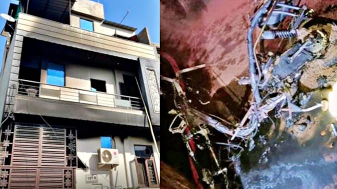 चार्जिंग के समय इलेक्ट्रिक वाहन में विस्फोट से घर में लगी आग, पड़ोसी ने खिड़की तोड़कर बचाया, तीन झुलसे