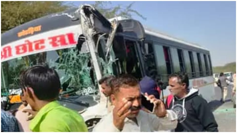 Bus collides with trailer in Barmer 12 people including seven women injured