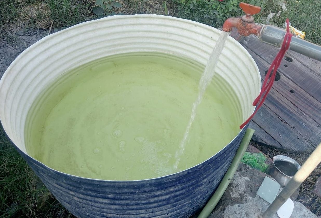 kanpur dehat: yellow water coming out of spout in khanchandrapur, people suspecting chromium-rich water