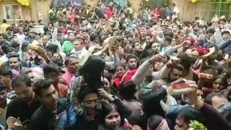 Devotees thronged Banke Bihari Temple in Vrindavan to have a darshan of deity