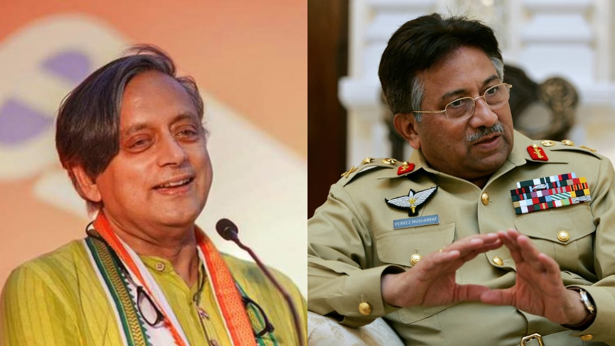 pervez musharraf called real force for peace by congress shashi tharoor bjp shehzad poonawala