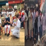 रायपुर के जयस्तंभ चौक में विरोध प्रदर्शन करते कांग्रेसी