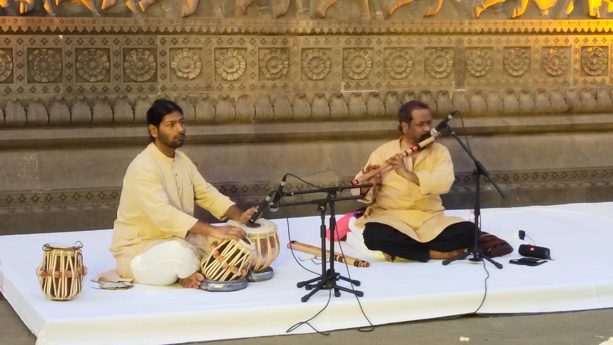 Holy river festival The second day started with the presentation of flute, today the evening will be decorated
