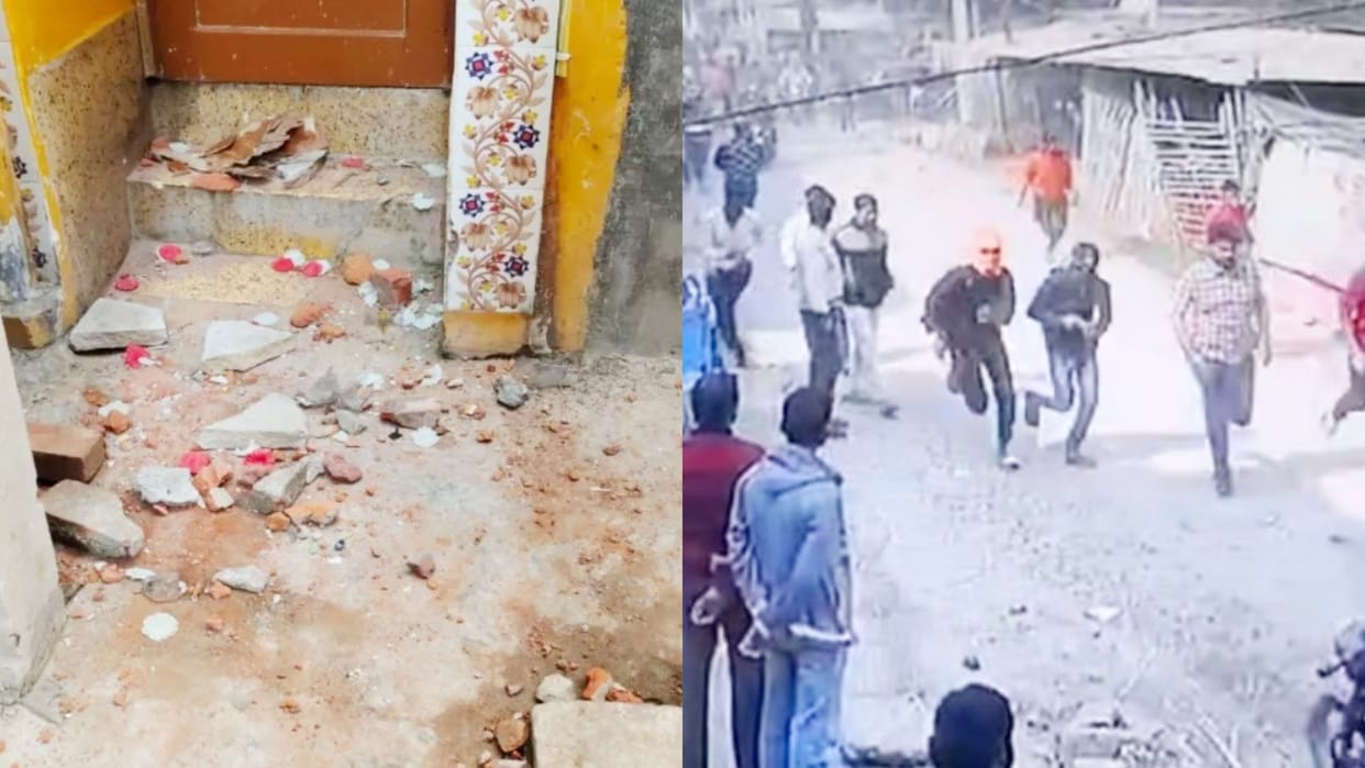 Riots in Bhojpur Policemen pelted with stones from hostel roof after clashes with locals