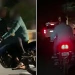 प्रेमी जोड़े ने बाइक पर किए इस तरह के स्टंट।