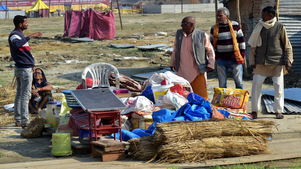 Magh Mela Trijata bath city of tents started ruined due to the of saints