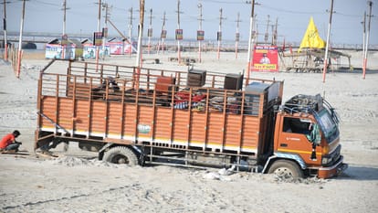 Magh Mela Trijata bath city of tents started ruined due to the of saints