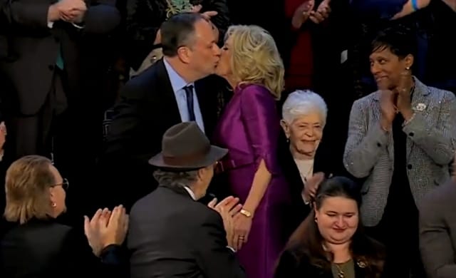 US: Jill Biden kisses Kamala Harris' husband, SOTU moment goes viral