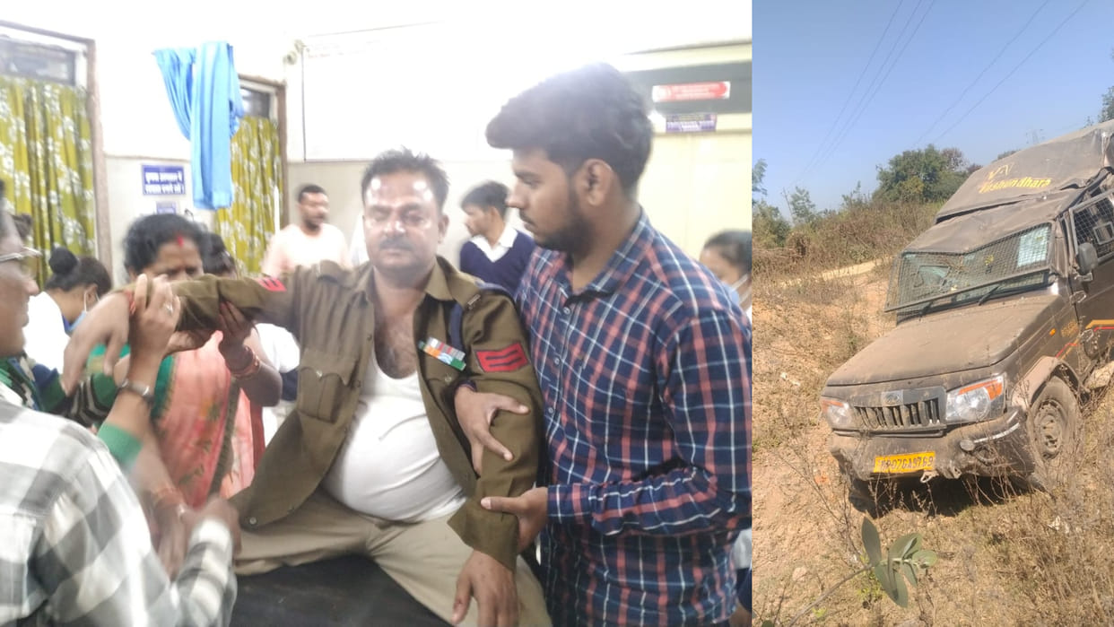MP News: SBI vehicle carrying cash overturned uncontrolled, two employees injured, admitted to hospital