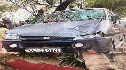 Car collided with girl students one killed and five injured