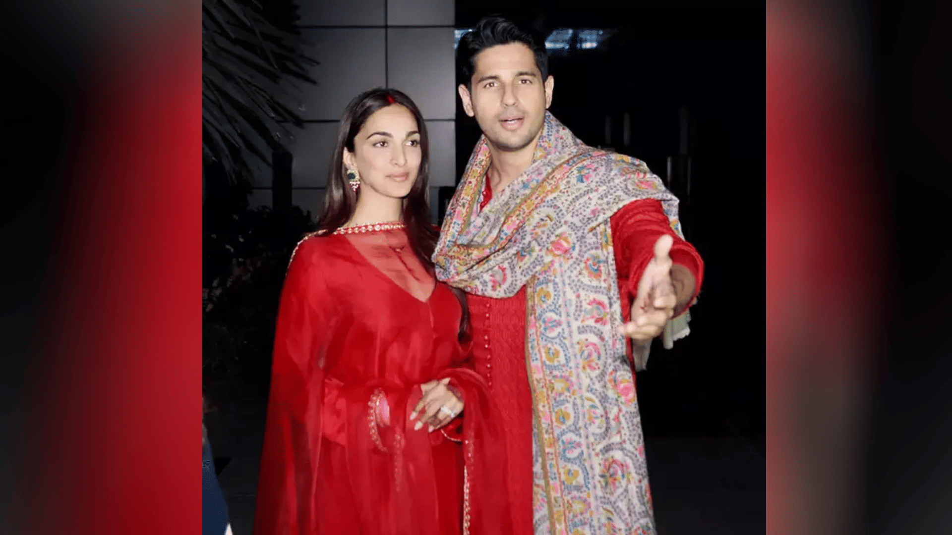 Sidharth Malhotra Kiara Advani twin in red after wedding grand welcome of newlyweds in house photos goes viral