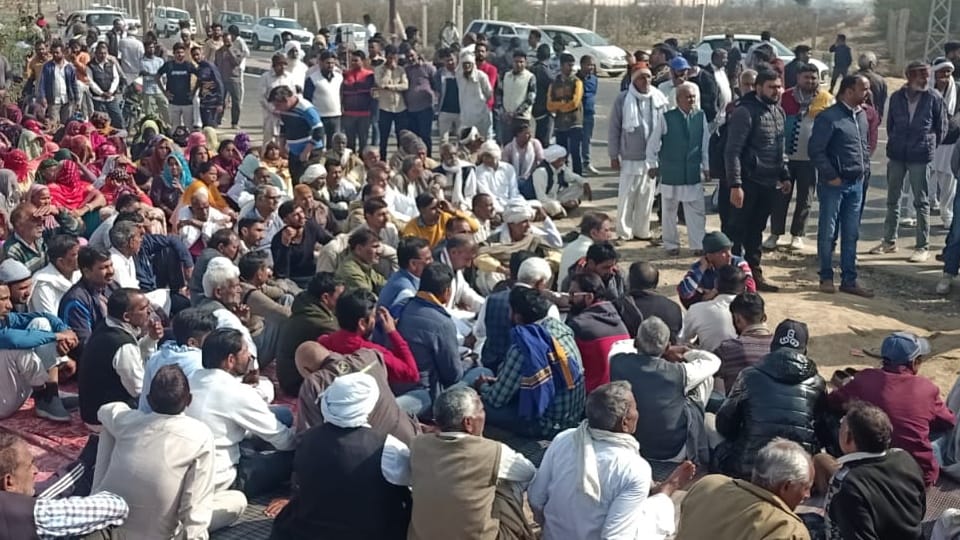 Villagers gathered at protest site after administration ultimatum to close Airport Road in Hisar