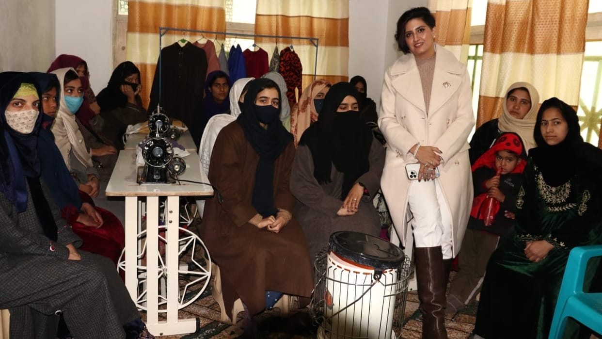young women getting tailoring training with help of army in Dardpora village Kupwara