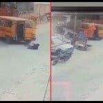 बठिंडा में स्कूल वैन से गिरी छात्रा।