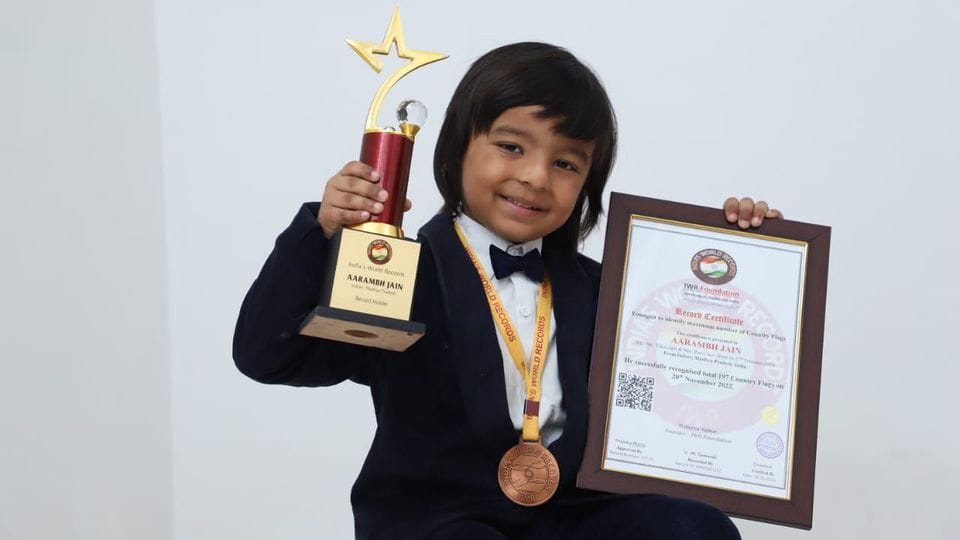 aarambh jain recognizes flags of 196 countries at the age of four