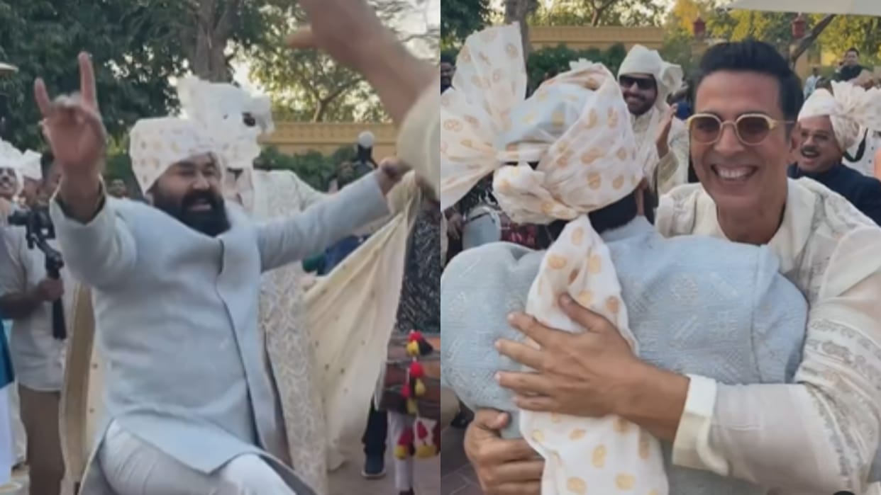 Selfiee star Akshay Kumar Dance Video with Mohanlal goes Viral from wedding Of Hotstar President Son Madhavan