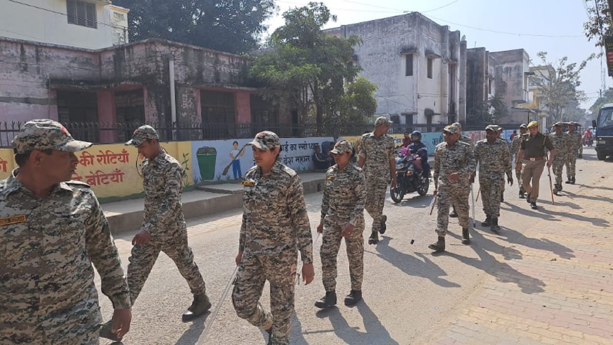 Meerut: Police took out a flag march after a clash between two communities in Sardhana