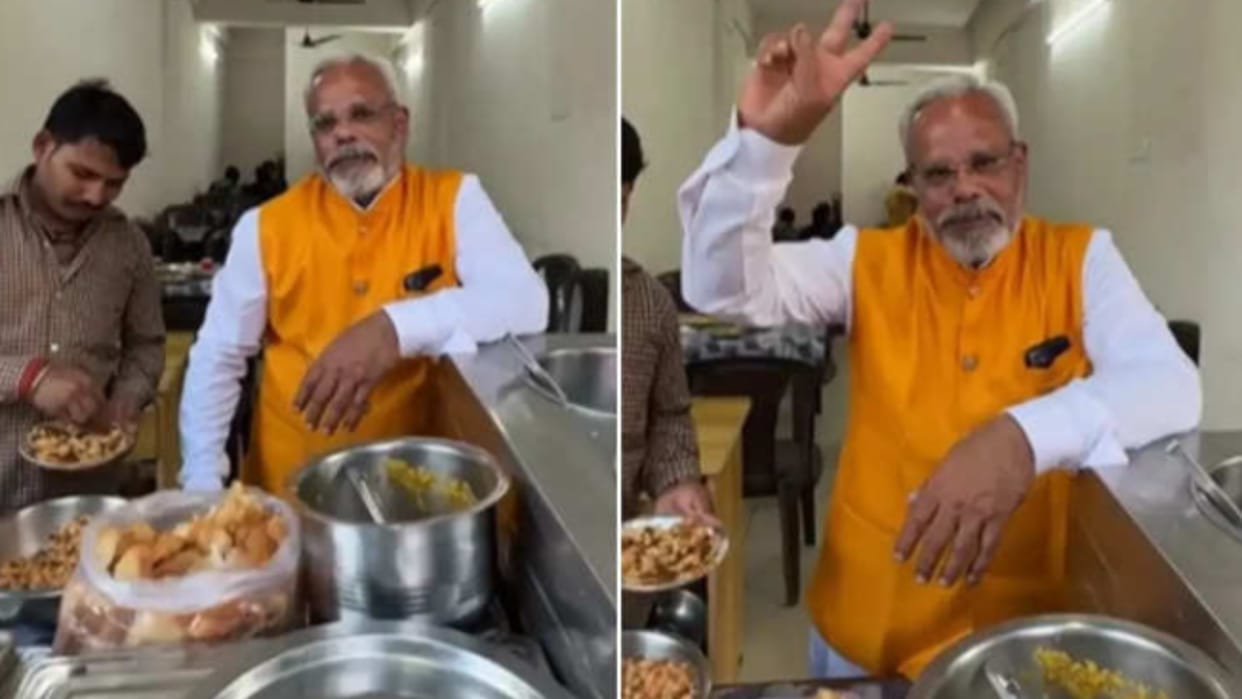 trending modi ka humshakal video modi ji look a like selling pani puri video viral