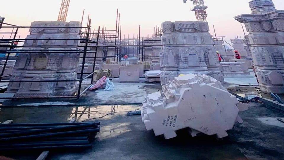 65 thousand cubic feet of stone was used in the sanctum sanctorum, see the picture of temple construction