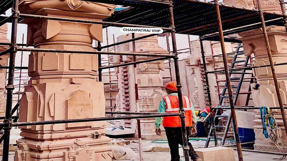 65 thousand cubic feet of stone was used in the sanctum sanctorum, see the picture of temple construction