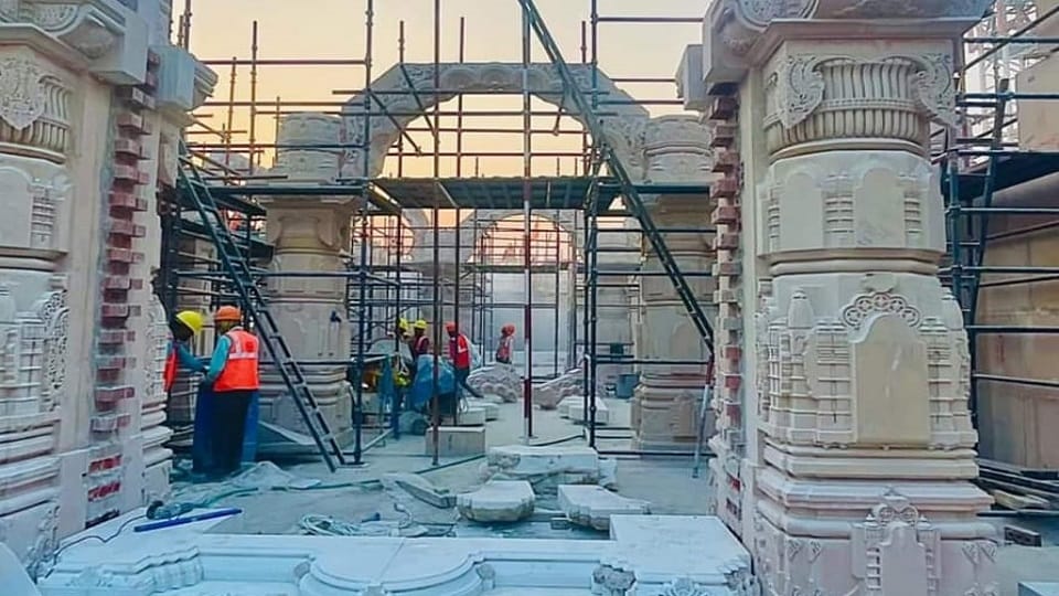 65 thousand cubic feet of stone was used in the sanctum sanctorum, see the picture of temple construction