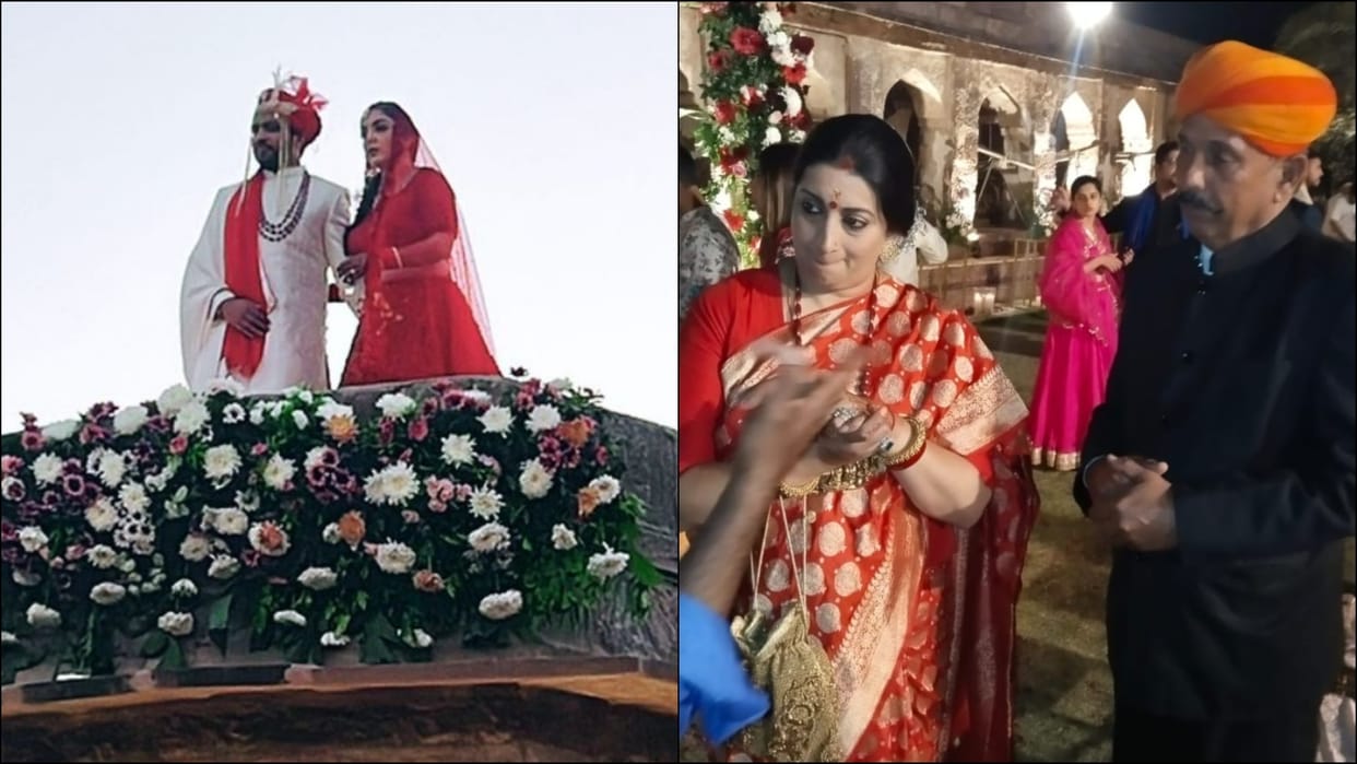 Smriti Irani daughter Shanel and Arjun Bhalla Marriage  procession reached Khinvsar Fort in Nagaur