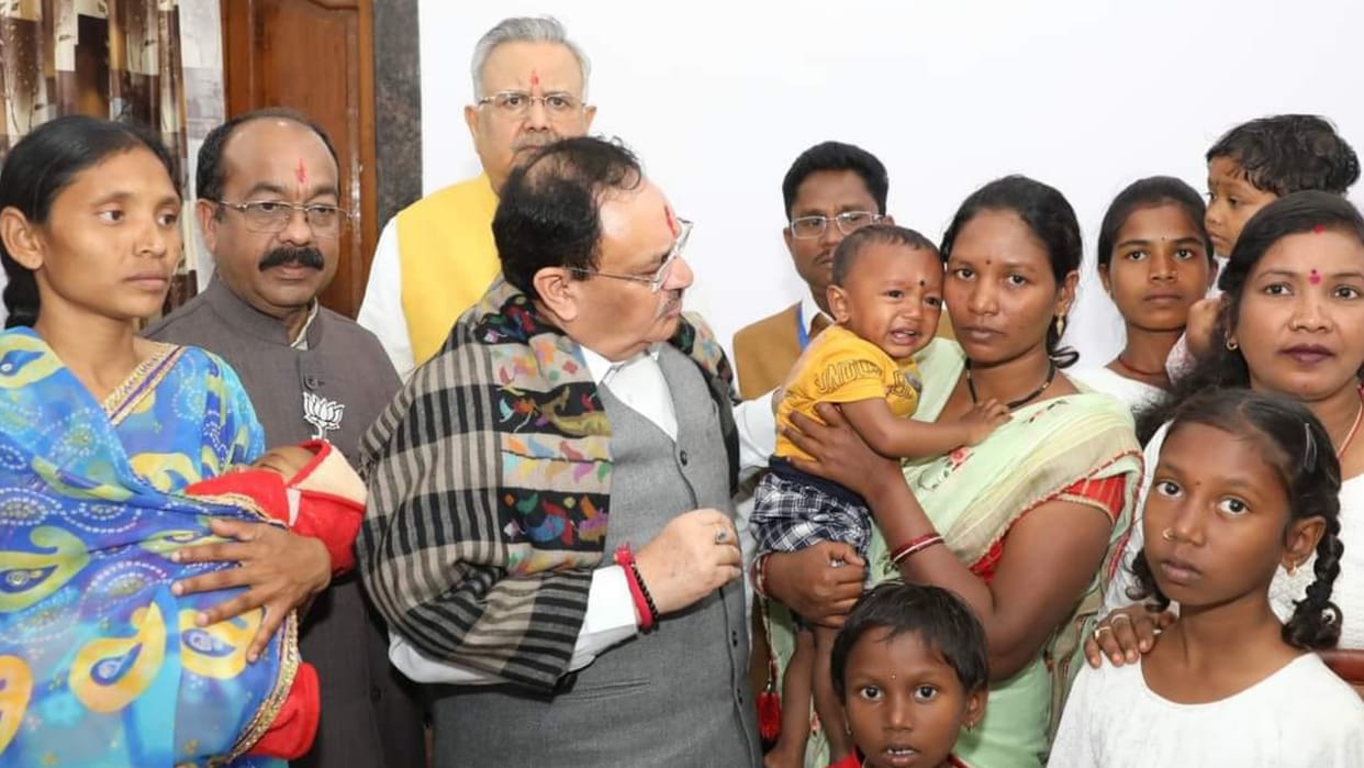 bjp national president jp nadda met family of party leader killed in naxalite attack in narayanpur